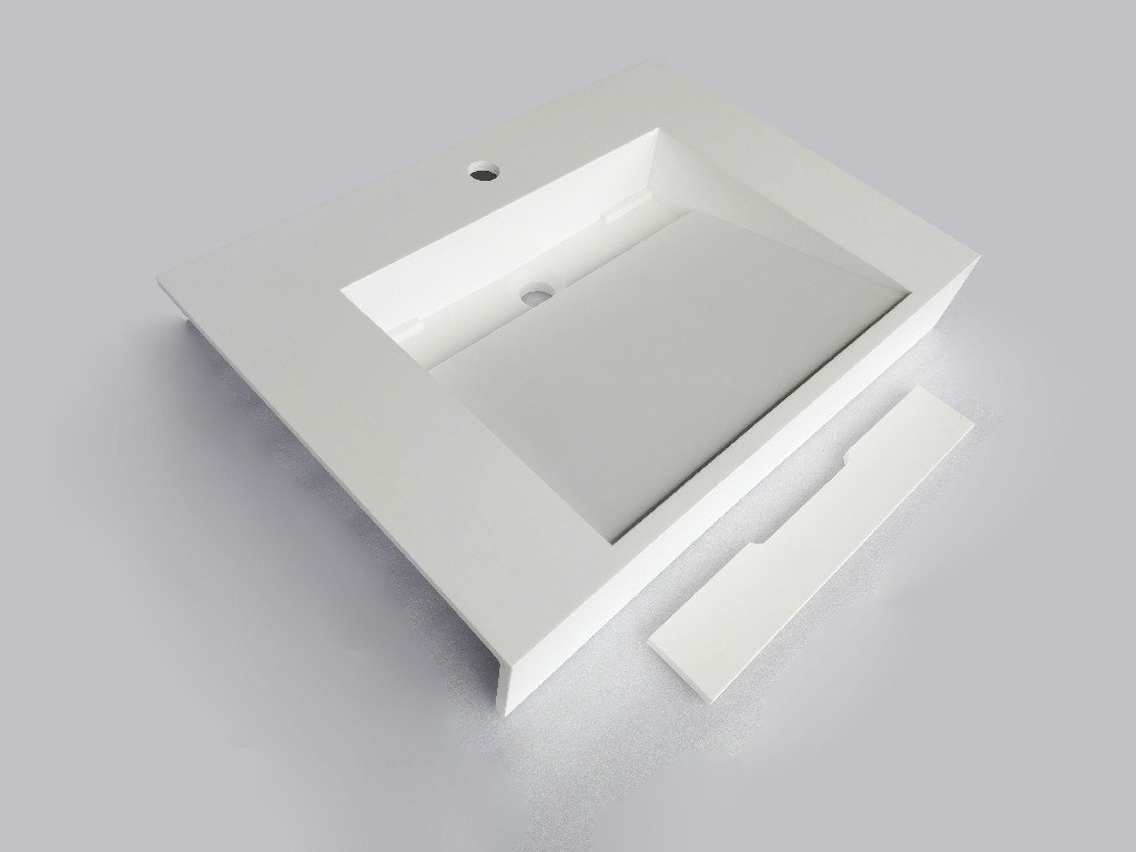 modern white solid surface single sink vanity top~1