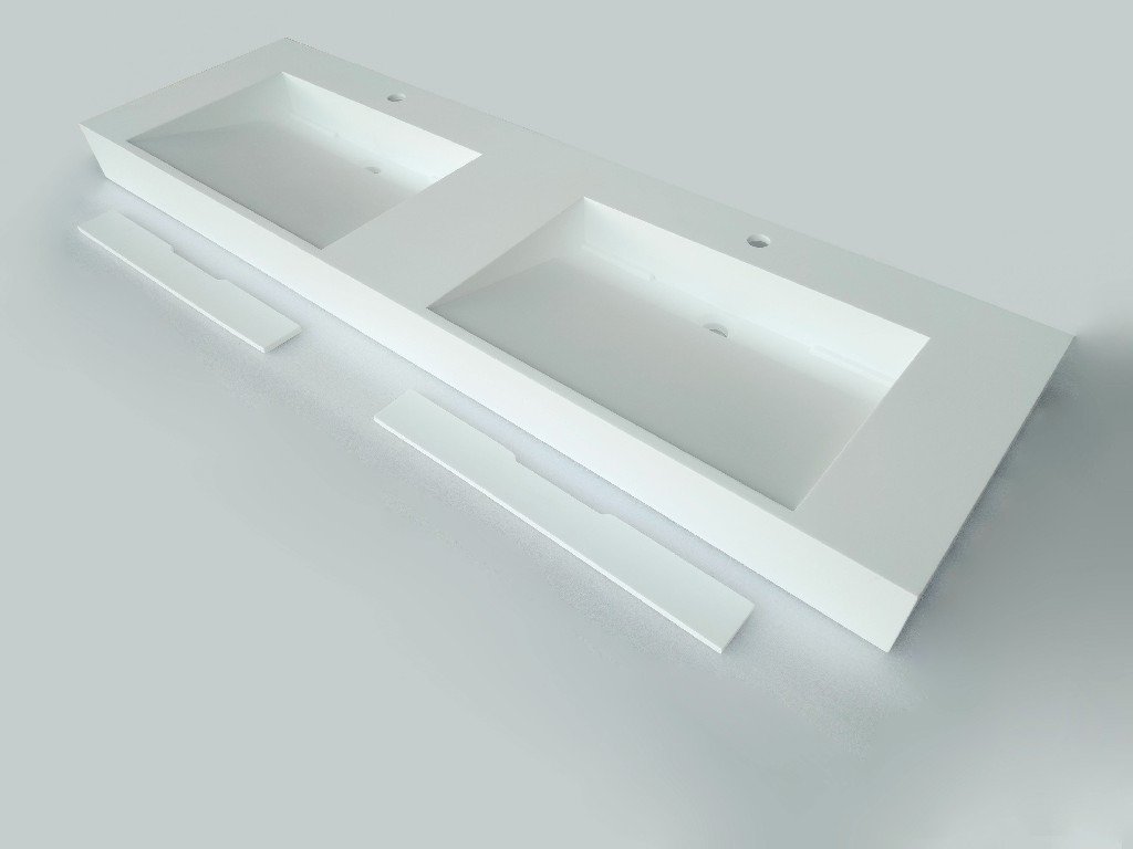 white solid surface double sink vanity top~1