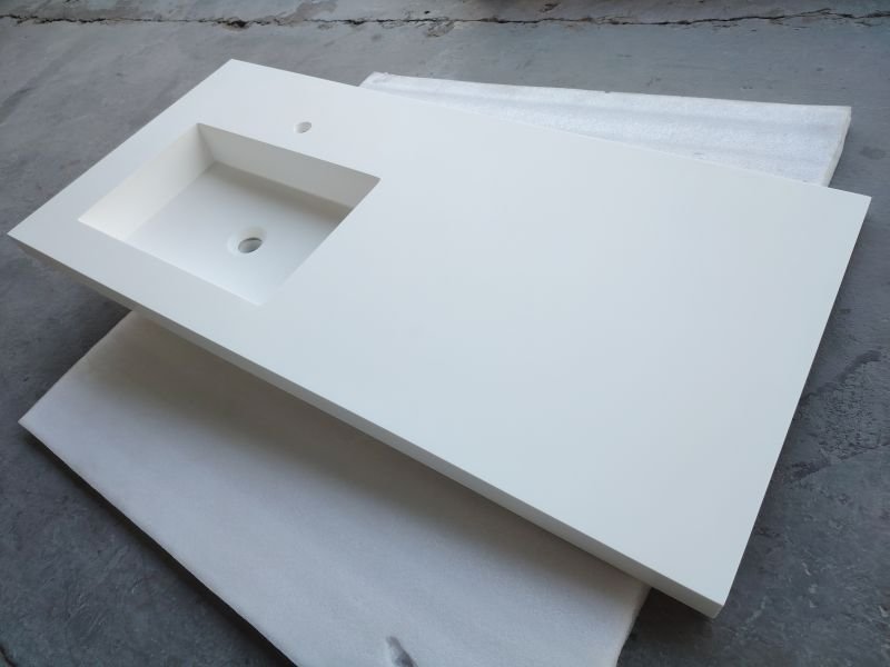 bathroom vanity single sink with long countertop white
