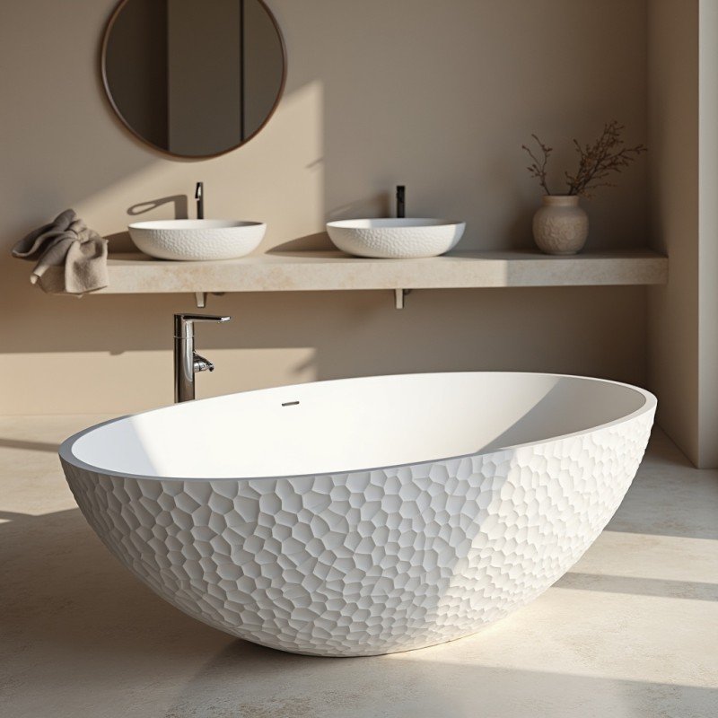 diamond cut solid surface bathtub (6)