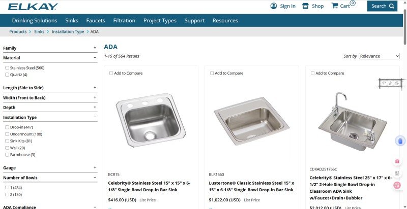 elkay ada sinks