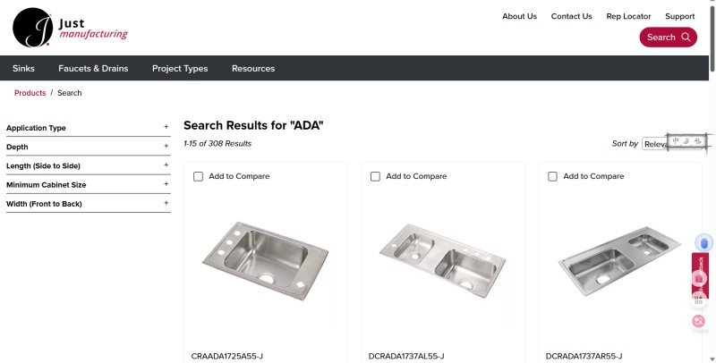 justmfg ada sinks